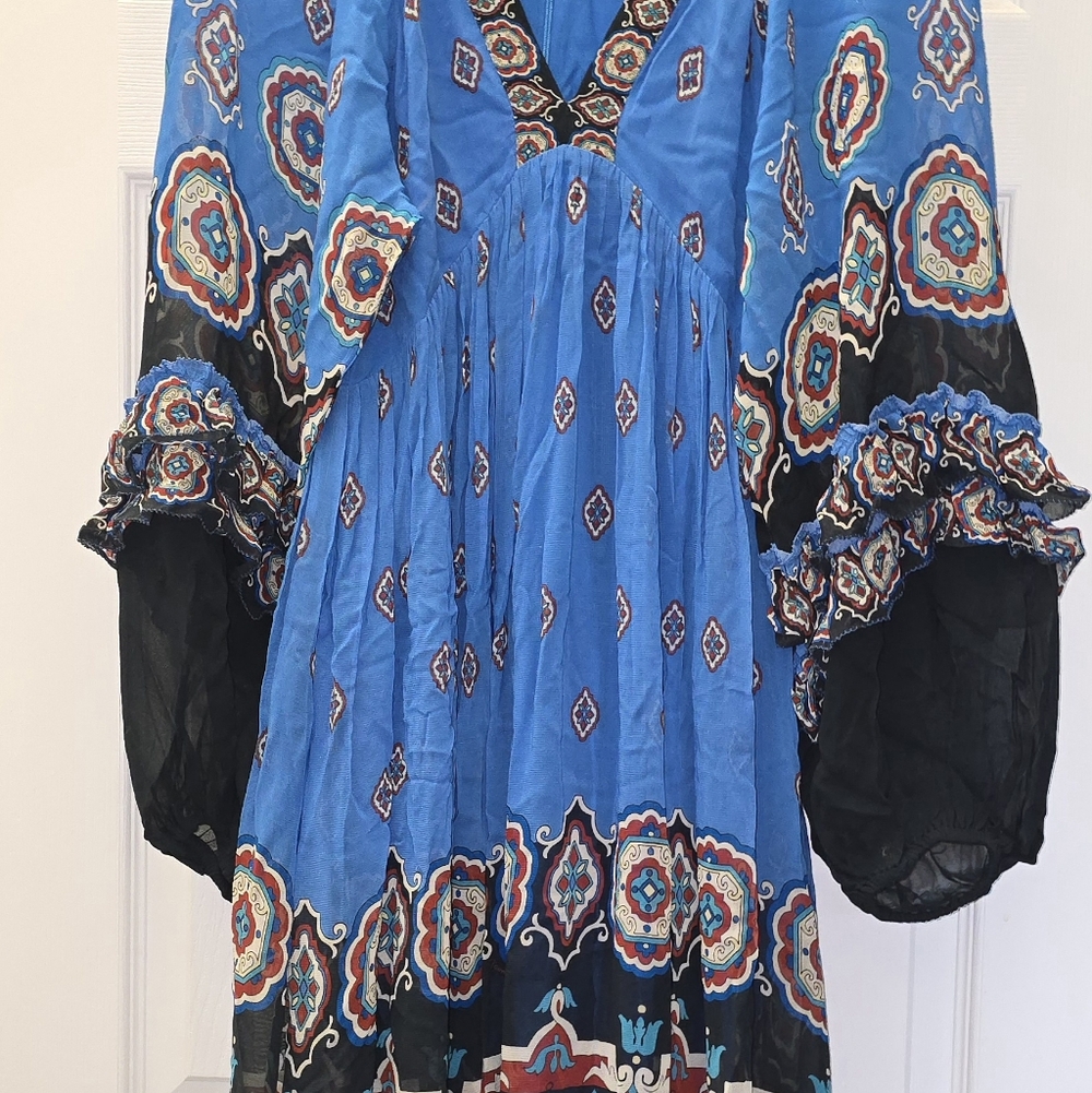 FARM Rio Blue and Black Maxi Dress
